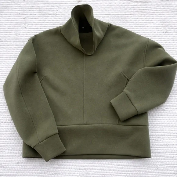 Calia Scuba Pullover Olive Green Funnel Neck Sweatshirt Size Small - Picture 1 of 12